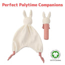 Organic Cotton Stuffed Animal Rattle Baby Toys, Hand Grip Rattle Squeaker Sticks Toys, Bunny Cuddle Cloth and Ring Rattle Plush Toy Set for Newborns Infant Boys Girls, 2 PCS by TinyTreasures Baby Boutique