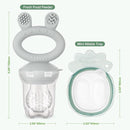 Haakaa Baby Fruit Food Feeder & Mini Freezer Nibble Tray Combo, Breastmilk Popsicle Molds for Baby Cooling Relief, BPA Free Silicone Feeder for Safe Infant Self Feeding, 4 Month+ (Slate Grey) by TinyTreasures Baby Boutique