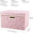 PRANDOM Collapsible Storage Boxes with Lids Fabric Decorative Storage Bins Cubes Organizer Containers Baskets with Cover Handles Divider for Bedroom Closet Living Room 14.9x9.8x9.8 Inch 3 Pack by TinyTreasures Baby Boutique