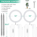 LORDEM 10" Grow Light for Indoor Plants, Full Spectrum Plant Lamp with160 LEDs, 4H/8H/12H Timer, 10 Dimmable Levels, 3 Spectrum Modes, Height Adjustable 61", Ideal for Large Tall Plants, Pack of 2 by GreenHaven Gardens