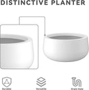 Kante 19.6",15.7",11.8" Dia Round Concrete Planters Set of 3, Outdoor Indoor Garden Plant Pots with Drainage Hole and Rubber Plug, Modern Curvaceous Design, Pure White by GreenHaven Gardens