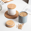 Sweejar Kitchen Ceramic Food Storage Containers, Stackable Canisters for Countertop with Airtight Boomboo Lids for Serving Ground Coffee, Tea, Sugar, Salt and More- 16 Fl Oz (White) by CozyNest Decor