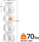 Rotating Bookshelf 4 Tier, 360 Degree Spinning Corner Bookcase with Lazy Susan, White Space Saving Tower Organizer for Small Spaces, Bedroom, Living Room, Adults & Kids by TinyTreasures Baby Boutique