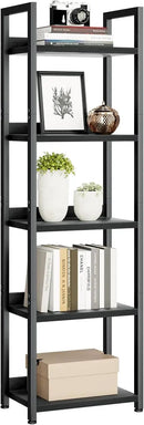 NUMENN Narrow Bookshelf, 5 Tier Bookshelves, Home Office Bookcase Shelf Storage Organizer, Free Standing Storage Shelving Unit for Bedroom, Living Room and Home Office, Black by CozyNest Decor