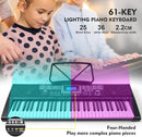 Piano Keyboard, Electric Keyboard Piano with light-Up Key, 255 Tones & Rhythms, Smart Learning System, Headphone/Mic, Stand, Bench, 61 Key Piano Keyboard for Beginners, Kids (Black-1) by TinyTreasures Baby Boutique