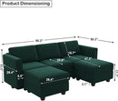 Belffin Modular Sectional Sofa with Double Chaise Velvet U Shaped Sofa Reversible Sectional Couch with Storage Green by CozyNest Decor