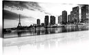 DJSYLIFE Paris Eiffel Tower Skyline Wall Art Black and White Modern City Night View Panoramic Cityscape Picture Paintings Canvas Prints Office Room Home Decoration Artwork Framed 13.8"X47.3" by CozyNest Decor