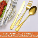 40 Pcs Gold Silverware Set for 8 with Simple Striped Handle Design, Food Grade Stainless Steel Flatware Set, Eating Utensils Sets Include Fork/Knife/Spoon, Cutlery Set, Dishwasher Safe by CozyNest Decor
