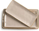 famiware Serving Platter, Rectangular 15.67/14.1/12.6 inch Serving Dishes for Entertaining, Microwave Dishwasher Safe, Stonware Serving Trays for Party, Turkey, Cheese, Ocean Series, Cinnamon Brown by CozyNest Decor