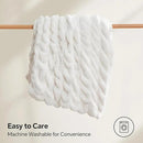 BEDELITE Faux Fur Throw Blanket for Couch, Soft and Cozy Boho Ruched Fluffy Blanket, Warm Plush Fuzzy Faux Rabbit Fur Blanket for Women Gift (Cream, 60"x 80") by CozyNest Decor