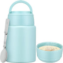 Soup Thermo for Hot Food Kids 16oz Insulated Food Jar Leakproof Thermo Lunch Container for Kids Wide-Mouth Stainless Steel Lunch Box for School with Handle Folding Spoon(3+) by TinyTreasures Baby Boutique
