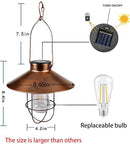 pearlstar Solar Lantern Outdoor Hanging Light Metal Farmhouse Solar Lamp with Warm White Edison Bulb Design for Garden Yard Patio Porch Decor (Brushed Copper) by GreenHaven Gardens