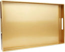 Spsyrine Gold Decorative Serving Tray with Handles, Elegant Plastic Coffee Table Tray for Ottoman, Living Room, Home Decor 15.6" X 10.2" by CozyNest Decor