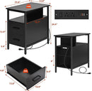 Black Side Tables, End Table with Charging Station, Narrow End Table with 2 Wooden Drawers, USB Ports and Power Outlets, Slim Nightstand and Bedside Table, End Tables Living Room, Bedroom by TinyTreasures Baby Boutique