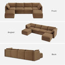 mopio Oversized Modular Sectional Sofa with Fully Removable Covers and Storage, Convertible U, L-Shaped and Sleeper Sectional, Modern Couches with Ottoman Chaise (Hazelnut Velvet, 6 Seats, U) by CozyNest Decor