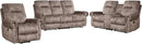 EBELLO Reclining Couch Sofa Furniture Set for Living Room,Vintage Rivet Mid-Century Design, Included 1 Seat Power Massage Recliner Chair, a Manual Loveseat, and a 3 Seater Manual Sofa, Brown by CozyNest Decor