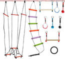Slackers Exclusive Ninjaline Kit with Rickety Bridge & 15' Bachar Ladder – 36' Obstacle Course Line with 7 Obstacles – Outdoor Ninja Training System by TinyTreasures Baby Boutique
