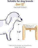 Ceramic Slow Feeder Dog Bowls Elevated for Small and Medium Breed with Wooden Stand, 1.5 Cups Dog Dishes to Slow Down Eating, Anti-Gulping Pet Feeding Dishes,White by CozyNest Decor