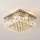 4-Light Black Crystal Chandeliers Flush Mount Chandelier Light Fixture with K9 Crystals Modern Ceiling Lights Elegant Square Lamp for Bedroom,Hallway,Bar,Living Room,Dining Room,H5.9 xW13.7 by CozyNest Decor