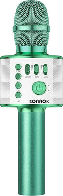 BONAOK Wireless Bluetooth Karaoke Microphone, 3-in-1 Portable Handheld Mic Speaker for All Smartphones, Gifts for Boys Kids Adults All Age Q37(Green) by TinyTreasures Baby Boutique
