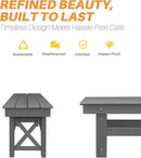 HDPE Outdoor Bench, 55" Patio Bench Outdoor Furniture, Poly Lumber Adirondack Benches, Fade-Resistant HDPE Garden Backless Benches for Park, Poolside, Porch, Smoke Gray by CozyNest Decor