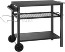 Dining Cart Table with Three Shelf, Movable Outdoor BBQ Grill Pizza Oven Stand with Three Hooks, Kitchen Cart Island Multifunctional Food Prep Table for Inside and Outside (Black) by CozyNest Decor