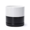 D'vine Dev 8.2 Inch Ceramic Planter Pot with Drainage Hole and Saucer, Indoor Cylinder Round Planter Pot, Layered Monochrome Black & White, 94-O-D-L by GreenHaven Gardens