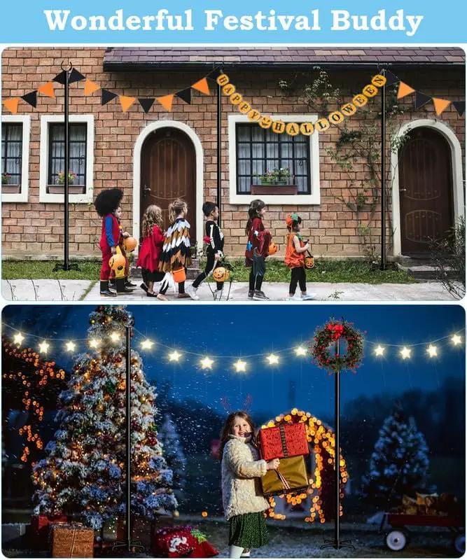 String Light Pole Stand for Outdoor String Lights Hanging, Use for Backyard, Garden, Patio, Party, Festival, Wedding, Picnic, 10FT, Matte, 3 Poles, photo 5 of 8