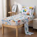 NTBED 4 Pieces Construction Toddler Bedding Set for Baby Boys,Watercolor Truck Vehicles Excavator Cars Printed, Includes Comforter, Flat Sheet, Fitted Sheet and Pillowcase,Multi by TinyTreasures Baby Boutique