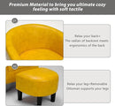 INZOY Modern Accent Chair with Ottoman for Small Space, Club Chair with Ottoman Set, Comfy PU Leather Barrel Reading Chairs for Living Room Bedroom, Round Reading Chair with Foot Rest, Yellow by CozyNest Decor