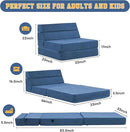 jela Foldable Sofa Bed Soft Foam Convertible Sleeper Chair Luxury Miss Fabric Fold Out Chair Bed Floor Couch with Back Support Floor Sofa for Living Room Bedroom (83"x33",Navy) by CozyNest Decor