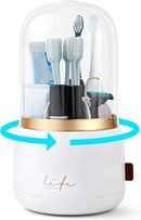 Toothbrush Holders for Bathrooms,Rotating 7-Slot with Cover and Draining Water,Kids Electric Toothbrush Holder and Toothpaste Stand Storage for Bathroom Accessories Counter Organizer Vanity by CozyNest Decor