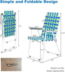 VINGLI Patio Lawn Webbed Folding Chairs Set of 4, Outdoor Beach Chair Portable Dining Chair for ir for Outdoor Yard, Garden(Blue, Classic) by GreenHaven Gardens