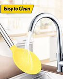 Pack of 2 Large Silicone Cooking Spoons,Non Stick Solid Basting Spoon,Heat-Resistant Kitchen Utensils for Mixing,Serving,Draining,Stirring (YELLOW) by CozyNest Decor