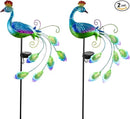 DREAMSOUL 2 Pack Peacock Solar Lights Outdoor Waterproof, Metal Outdoor Solar Lights for Yard Garden Peacock Decor by GreenHaven Gardens