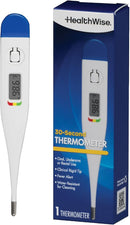 Healthwise Digital Thermometer | 30-Second Readout | Feverline Indicator | Clinical Rigid Tip | Hygienic Water-Resistant Easy Cleaning | Storage Case + Probe Covers Included by TinyTreasures Baby Boutique