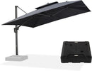 PURPLE LEAF 12ft Patio Umbrella with Base Large Outdoor Square Umbrella Deluxe Hanging Double Top Cantilever Offset Market Umbrella Windproof Garden Umbrella Grey by GreenHaven Gardens