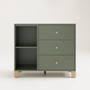 Storkcraft California 3 Drawer Combo Dresser (Olive with Driftwood) – GREENGUARD Gold Certified, Interlocking Drawer System, Pre-Installed Drawer Tracks for Easier Assembly, Spacious Cabinet by TinyTreasures Baby Boutique