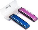 Koogel Kids Harmonica Set, Pink and Blue 10 Hole Distonic Harmonica Key of C Music Instruments for Beginners by TinyTreasures Baby Boutique