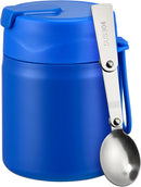 17oz Soup Thermo for Hot Food Kids Insulated Vacuum Food Jar with Stainless Steel Spoon Wide Mouth Thermo Leakproof Lunch Food Container Kids Hot Lunch Box (Blue) by TinyTreasures Baby Boutique