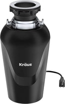 KRAUS WasteGuard 3/4 HP Ultra-Quiet Garbage Disposal with Quick Connect, Kitchen Sink Drain Cover, Power Cord and Flange Included, KWD100-75MBL by CozyNest Decor