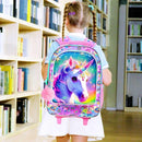 gxtvo Girls Rolling Backpack, Cute Unicorn Roller Wheels Kids Bookbag - Wheeled Elementary School Bag - 3PCS Unicorn by TinyTreasures Baby Boutique