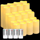 Set of 24 Waterproof Outdoor Flameless Candles,Realistic LED Candles with 4 Remote and Timer,(H 4" 5" 6" x D 2.2"),for Halloween Wedding Festival Decor. by CozyNest Decor