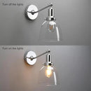PERMO Industrial Vintage Wall Sconce Chrome Wall Sconce with 6.7" Oval Dome Clear Glass Shade Light Lamp Fixture by CozyNest Decor