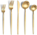 Matte Gold Silverware Set for 8,Modern Stainless Steel Brushed Cutlery Set,40-Pieces Heavy Duty Flatware Set,Knives Spoons and Forks Set Utensils Set,Satin Finish,Dishwasher Safe by CozyNest Decor