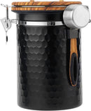 TEDSWAIT Coffee Canisters Airtight Coffee Bean Storage Container Kitchen Stainless Steel Food Storage Container with Scoop Date Tracker & CO2 Valve 61Fl Oz (Diamond Black) by CozyNest Decor