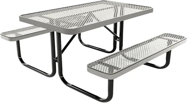 Coated Outdoor Furniture Heavy-Duty Portable Outdoor Kids Table, Expanded Metal Kids Picnic Table, Commercial-Grade Picnic Table, Made in America (4ft Rectangular, Childrens, Gray)
