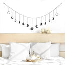 Mkono Moon Phase Wall Hanging Boho Aesthetic Room Decor Metal Moons Garland Hanging Art Bohemian Home Decoration for Girls Room Nursery Bedroom Livingroom Dorm, Ideal, Black, 55" by CozyNest Decor