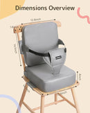 HOMEAL Toddler Booster Seat for Dining Table with Backrest and Adjustable Straps, Breathable Booster Seat for Kitchen Chair, Portable Non-Slip Bottom Booster Seat for Table, Light Grey by TinyTreasures Baby Boutique