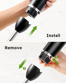 Sangcon Immersion Blender Handheld, 3-in-1 Hand Blender Electric, 400W Handheld Blender, Stainless Steel Blade Stick Mixer with Whisk, Milk Frother Attachments - Black by TinyTreasures Baby Boutique